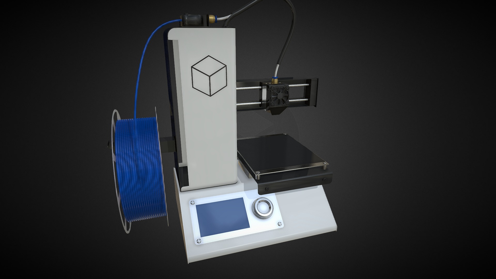 3D model 3D Printer Model based on Malyan M200 - This is a 3D model of the 3D Printer Model based on Malyan M200. The 3D model is about a white device with blue wires.
