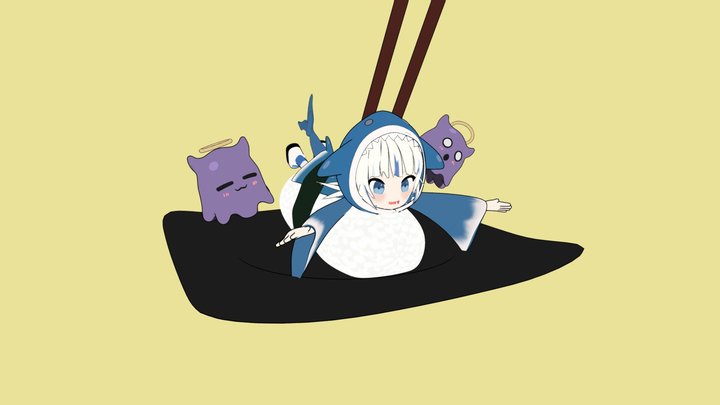 Gura Sushi with takos 3D Model