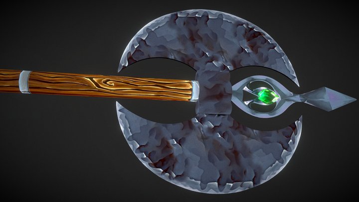 Handpainted fantasy style Axe 3D Model