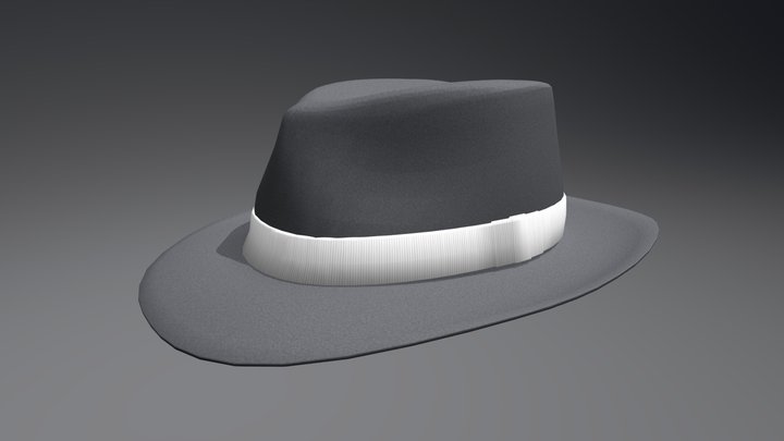 Trilby Hat (Grey) 3D Model