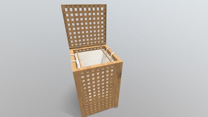 Bamboo Laundry Basket 58x40 cm Natural 3D Model