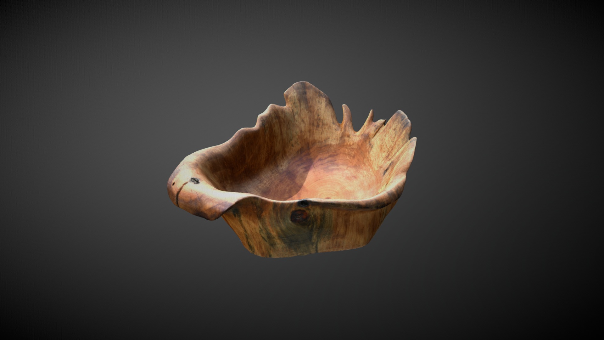 3D model Unique Hand Carved Wooden Bowl - This is a 3D model of the Unique Hand Carved Wooden Bowl. The 3D model is about a fish with a long tail.