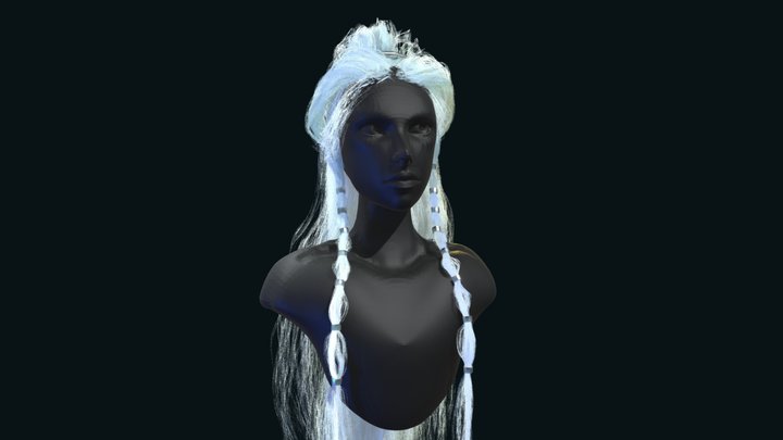 Game Hair - Half-up Ombre Hair 3D Model