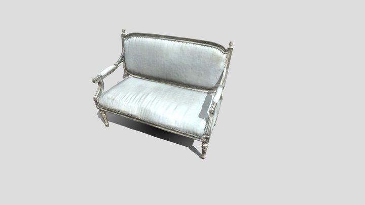 Antique cushioned bench 3D Model