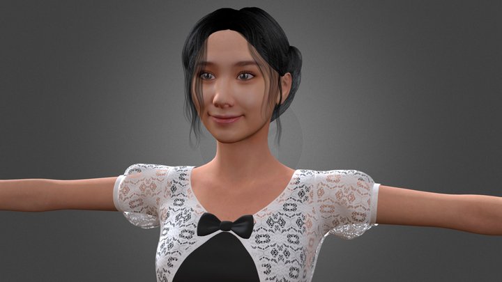 Cute Chinese girl 3D Model