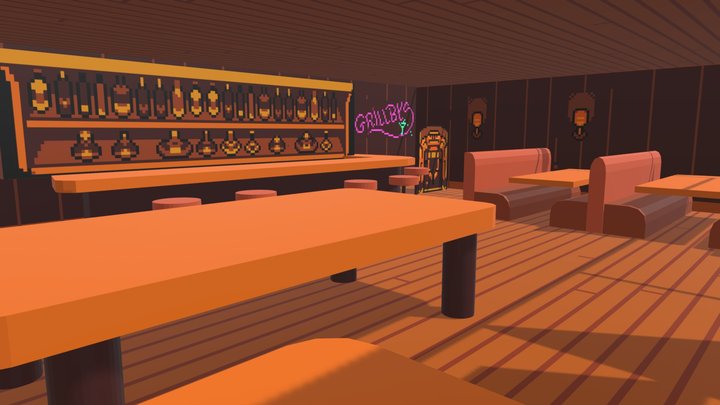 Grillby's Bar Undertale Low Polly 3D Model