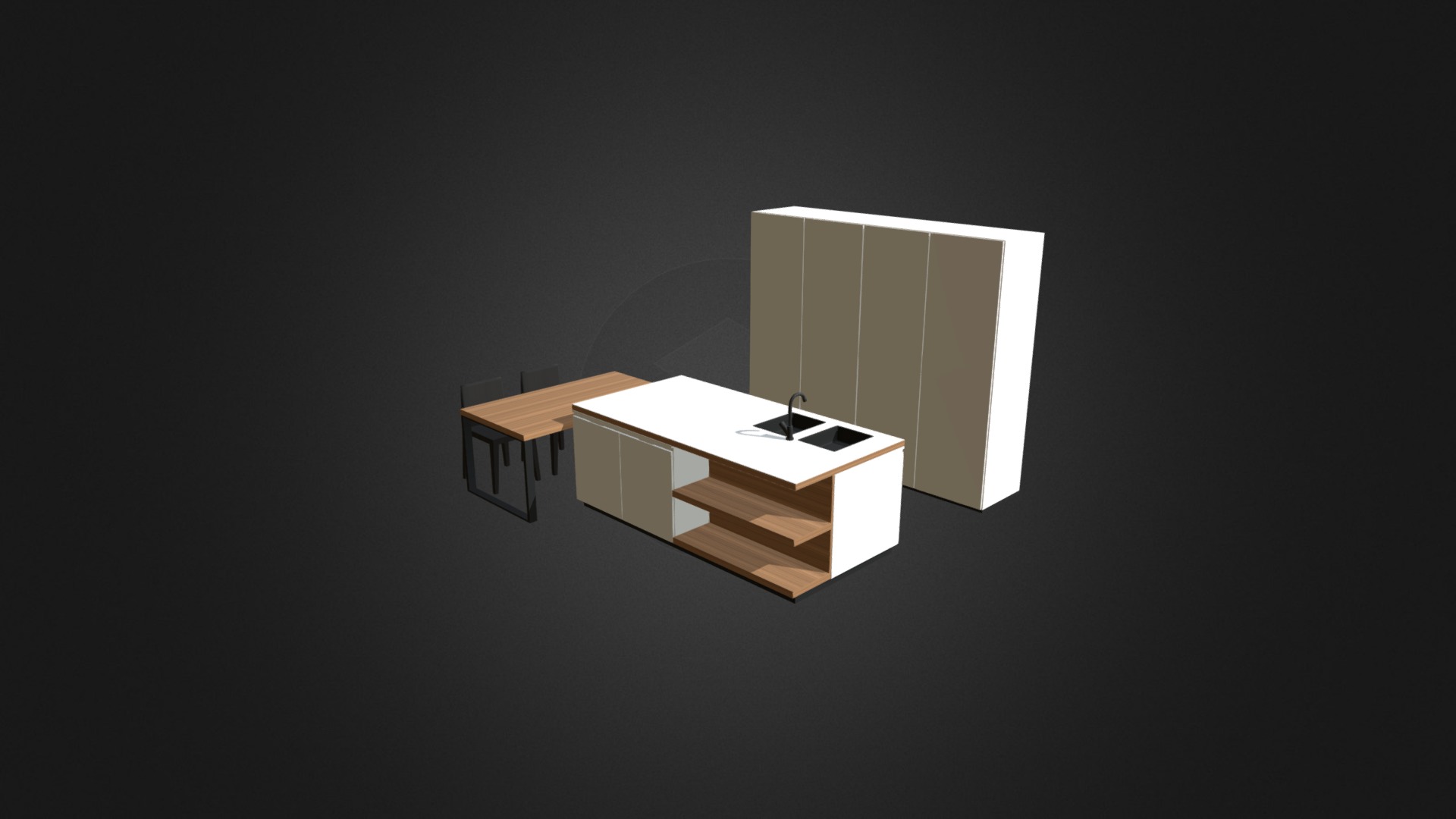 3D model Kitchen Furniture Set - This is a 3D model of the Kitchen Furniture Set. The 3D model is about engineering drawing.