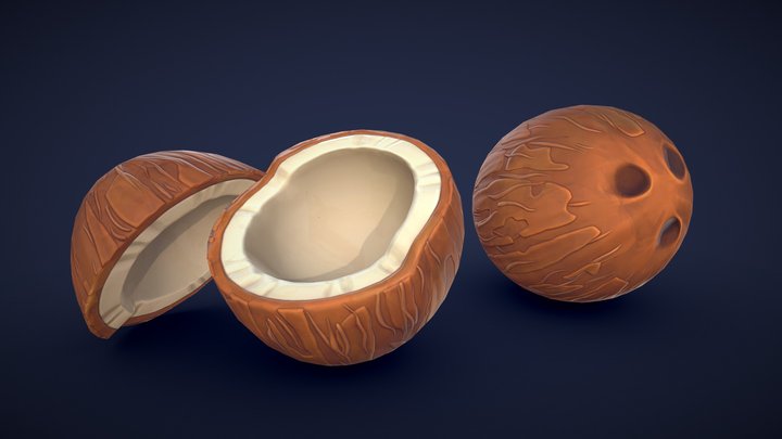 Stylized Coconut - Low Poly 3D Model