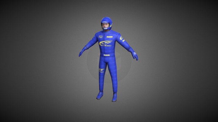 Low Poly Pixel Art Rally Pilot 3D Model