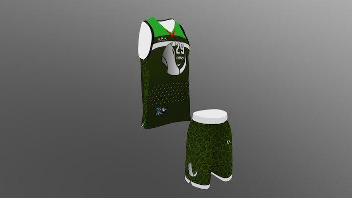 Green Rhinos Basketball Uniform 3D Model