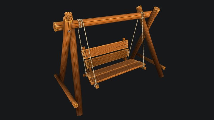 Wooden bench swing 3D Model