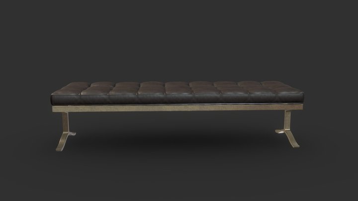 Brass And Leather Bench 3D Model