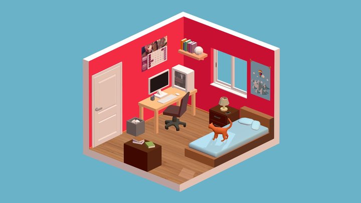 Low Poly Room 3D Model