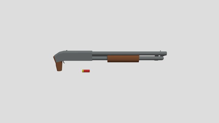 pump-action shotgun (low-poly) 3D Model