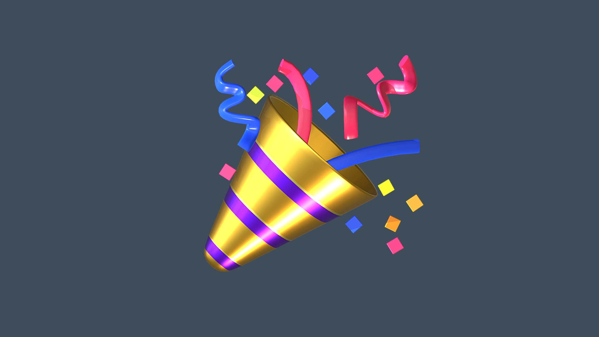 3D model ? Party popper emoji (Low poly) - This is a 3D model of the ? Party popper emoji (Low poly). The 3D model is about shape, arrow.