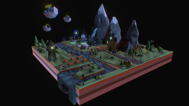 Low-poly game "Altay.Night" 3D Model