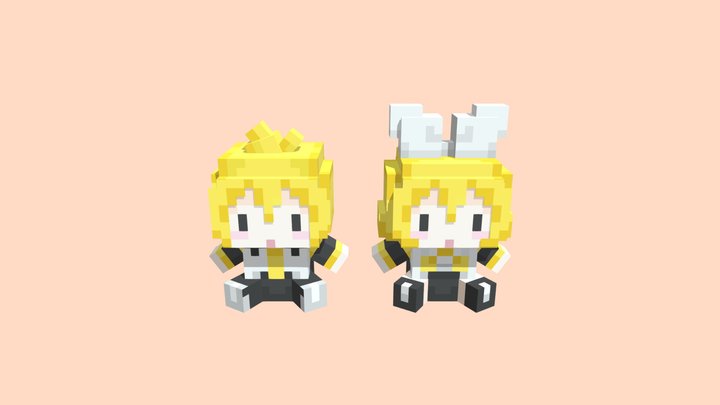 RIN AND LEN MINECRAFT PLUSHIES 3D Model