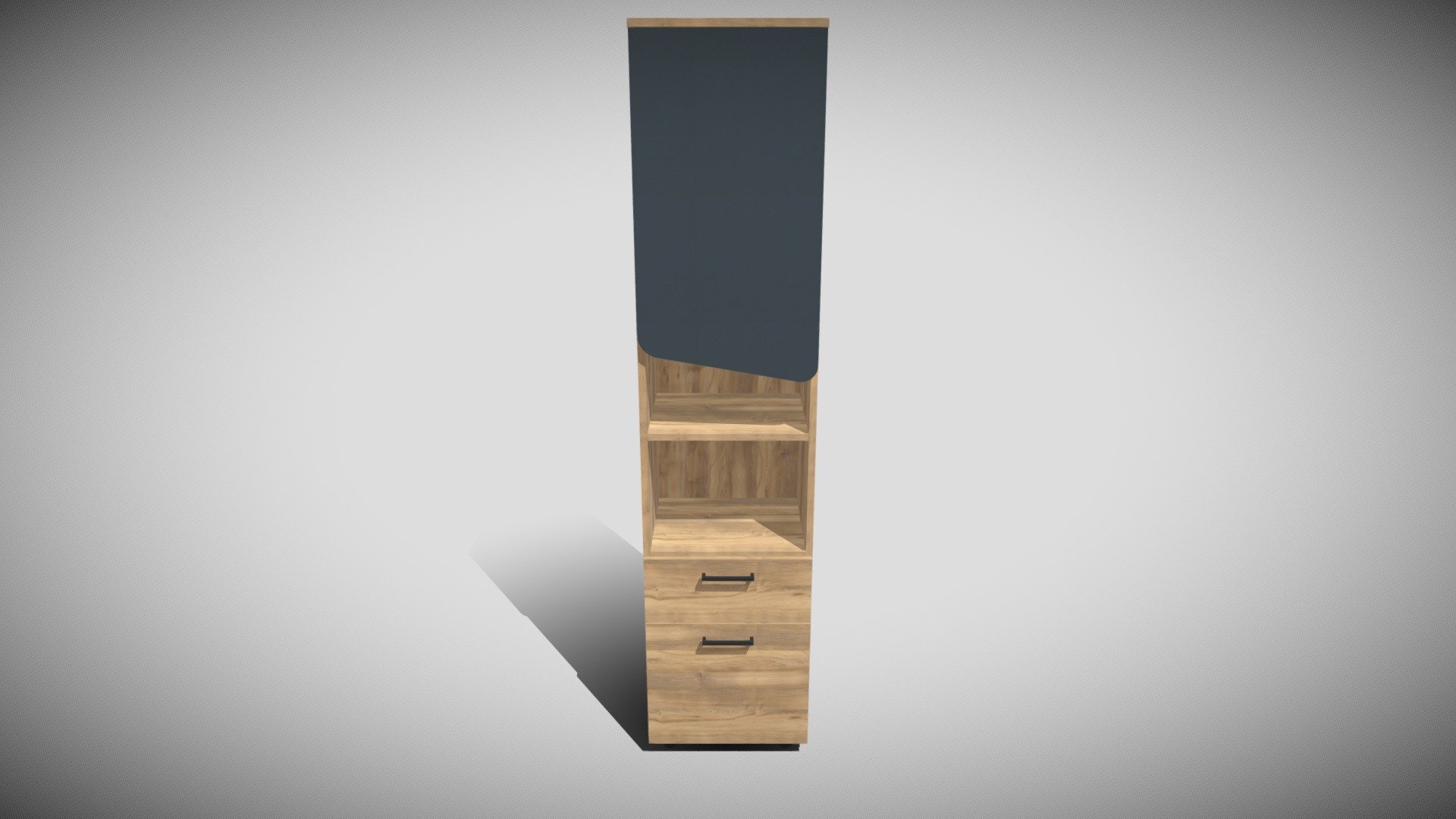 Modern Cabinet with Drawers and Open Shelves — Sketchfab embed 3D viewer