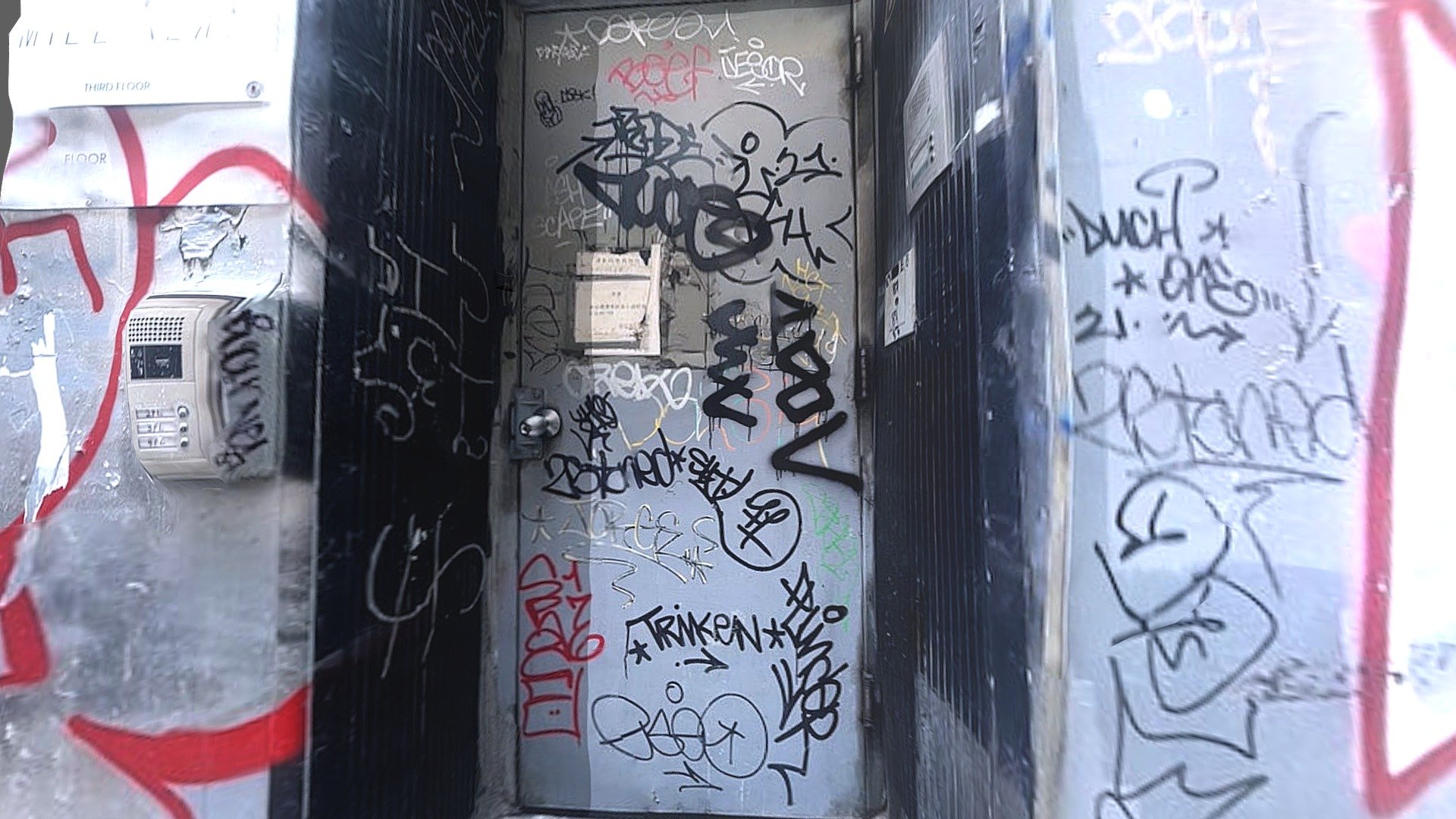 Graffiti metal door