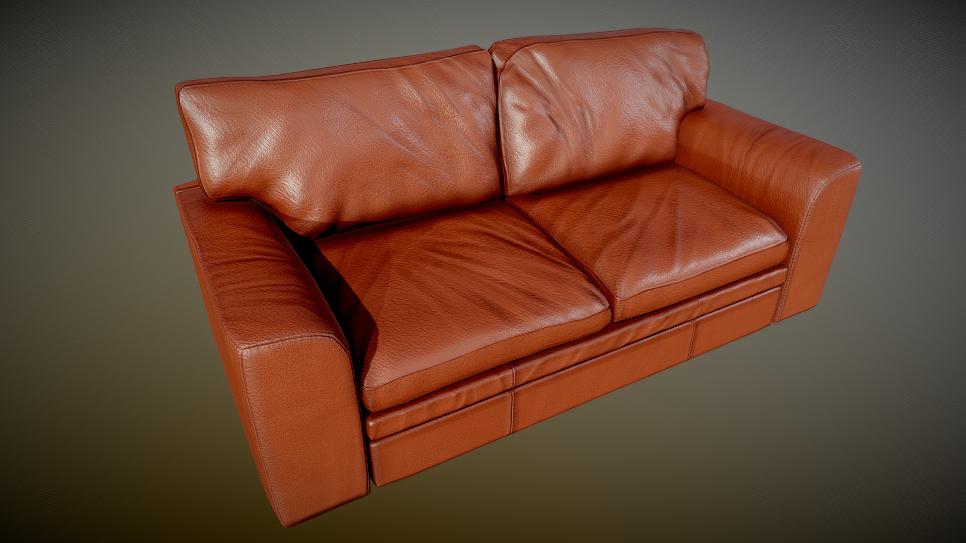 3D model Old Clean Leather Couch Cinnamon – PBR - This is a 3D model of the Old Clean Leather Couch Cinnamon - PBR. The 3D model is about a brown leather chair.