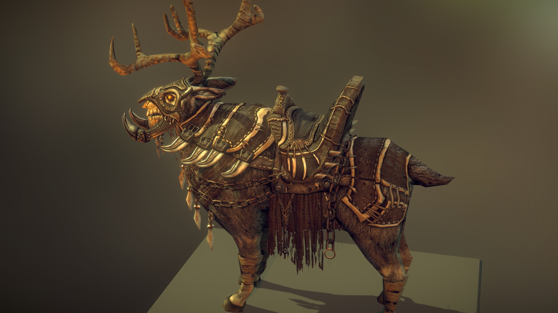 3D model Undead Reindeer mount - This is a 3D model of the Undead Reindeer mount. The 3D model is about a statue of a dragon.