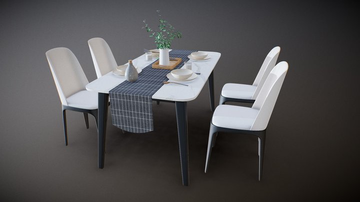 Simple dining table 3D Model
