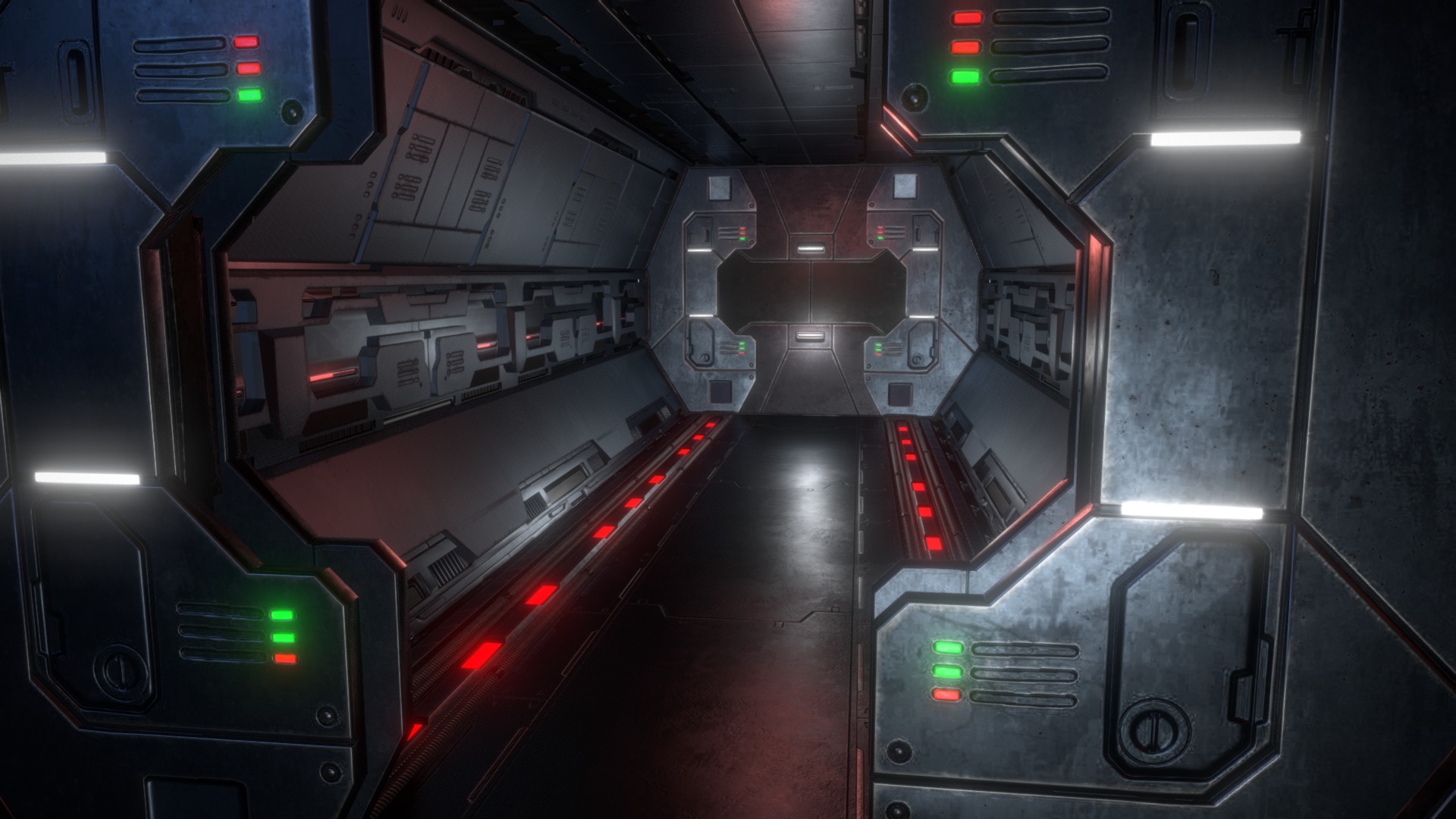 3D model sci-fi corridor - This is a 3D model of the sci-fi corridor. The 3D model is about a tunnel with lights.