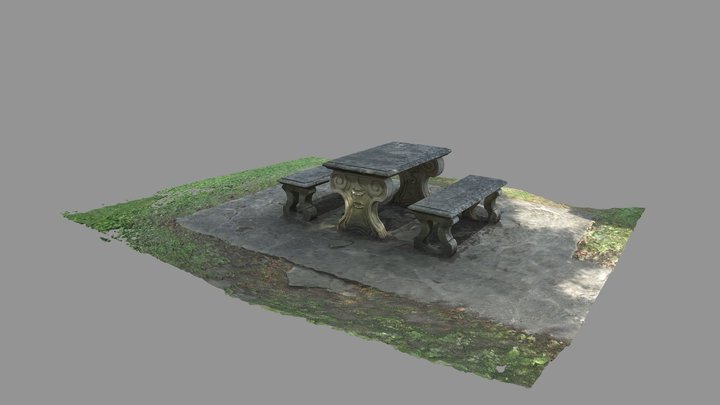 Old outdoor stone table 3D Model