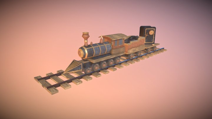 Gold Transport Train (Stylized Version) 3D Model