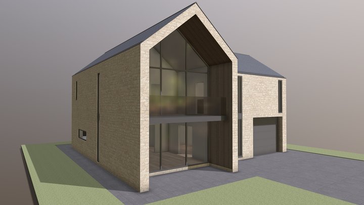 Contemporary Cotswold Stone 4 Bed Home 3D Model