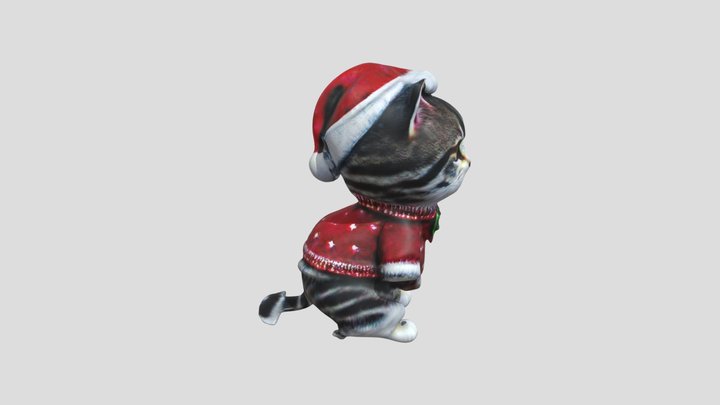 Cat in a Christmas outfit 3D Model