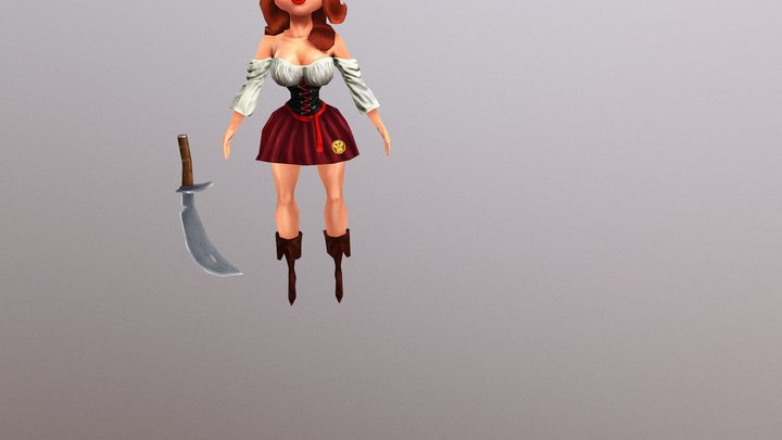Pirate Girl With Weapon 3D Model