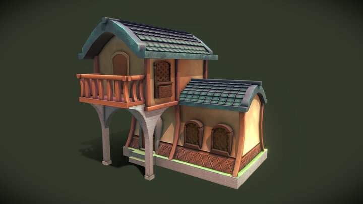 Stylized Village Pack House Example 3D Model