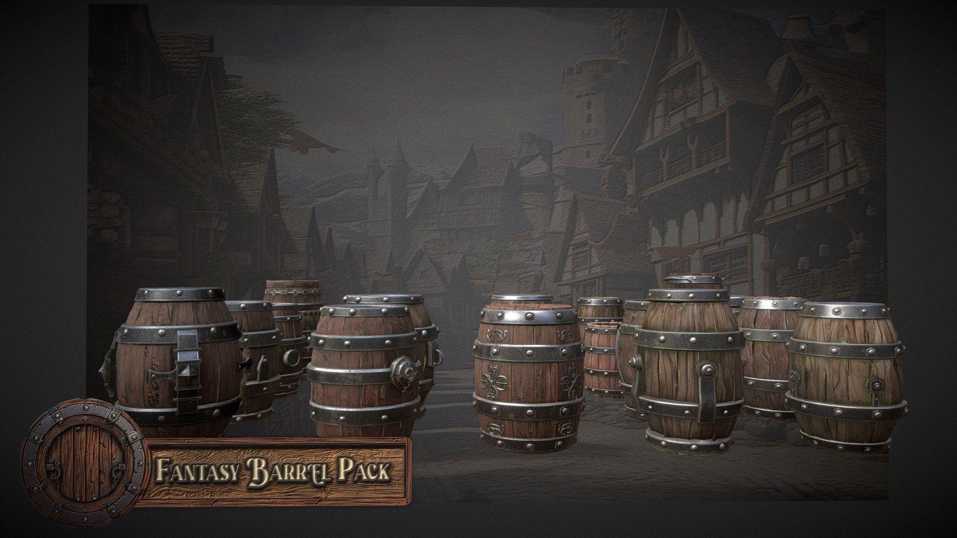 Fantasy Barrels Massive 20 Barrel Pack 3D Tudor - Buy Royalty Free 3D ...