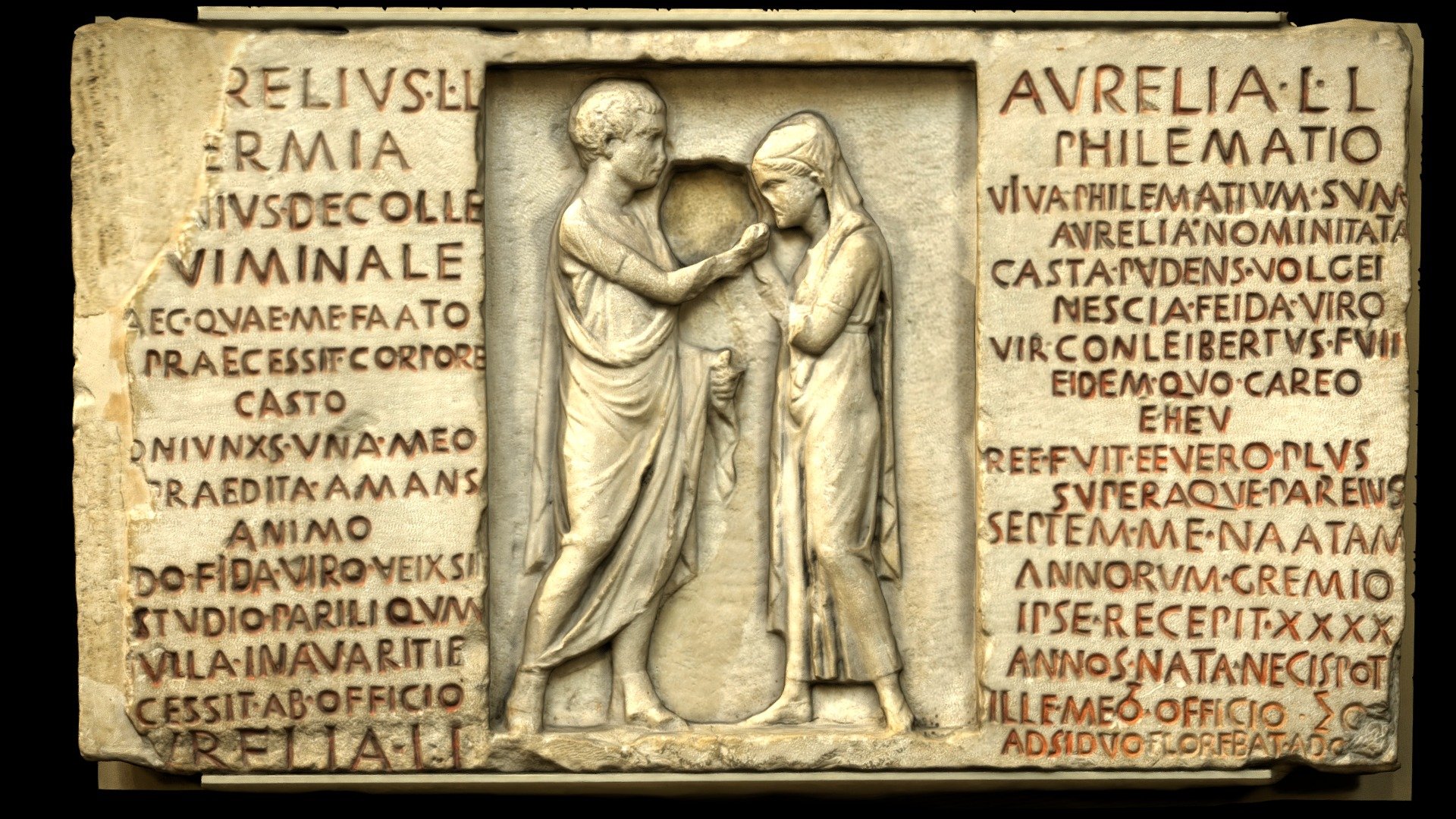 Funerary bas-relief of Hermia and Philematium