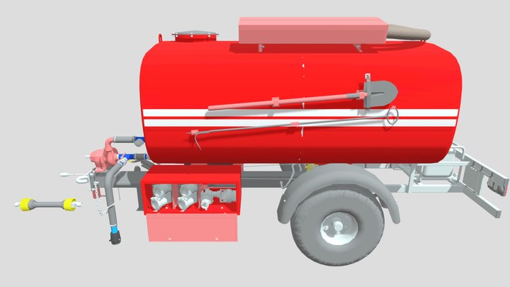 Fire truck trailer 5 cubic meters 3D Model