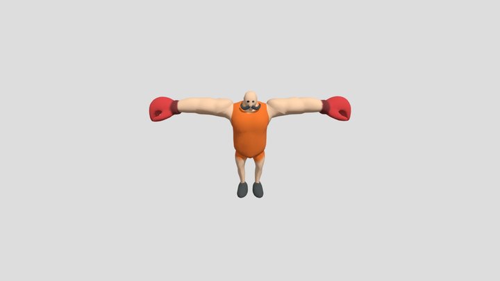 Circus Strongest man boxing cartoon 3D Model