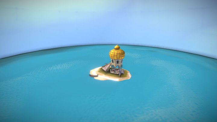 Stylized 3D Temple Island 3D Model