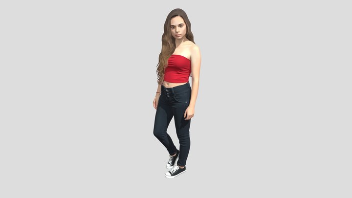 Casual Red Tube Top Portrait – Gratis 3D-model STL