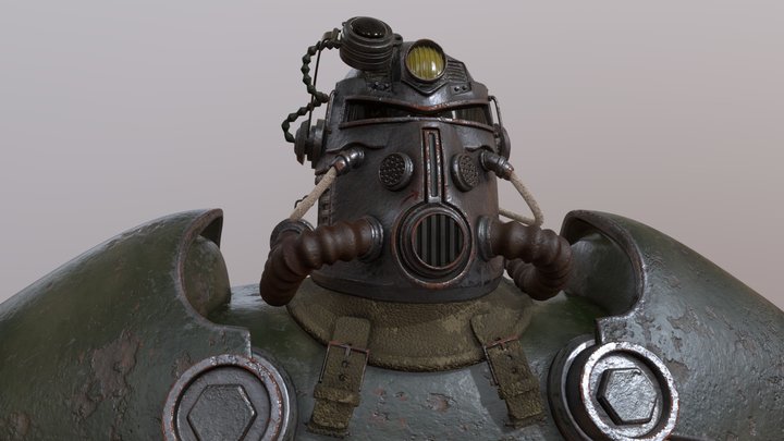 Fallout 1 T51b power armor highpoly bust 3D Model