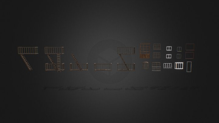 MODULAR WINDOWS & FIRESCAPE STAIRS 3D Model