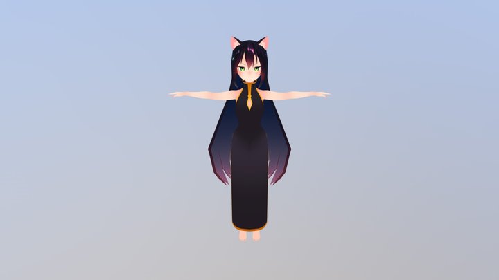 クロ　擬人化 3D Model