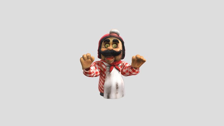 Puppet with mustache and checkered shirt 3D Model