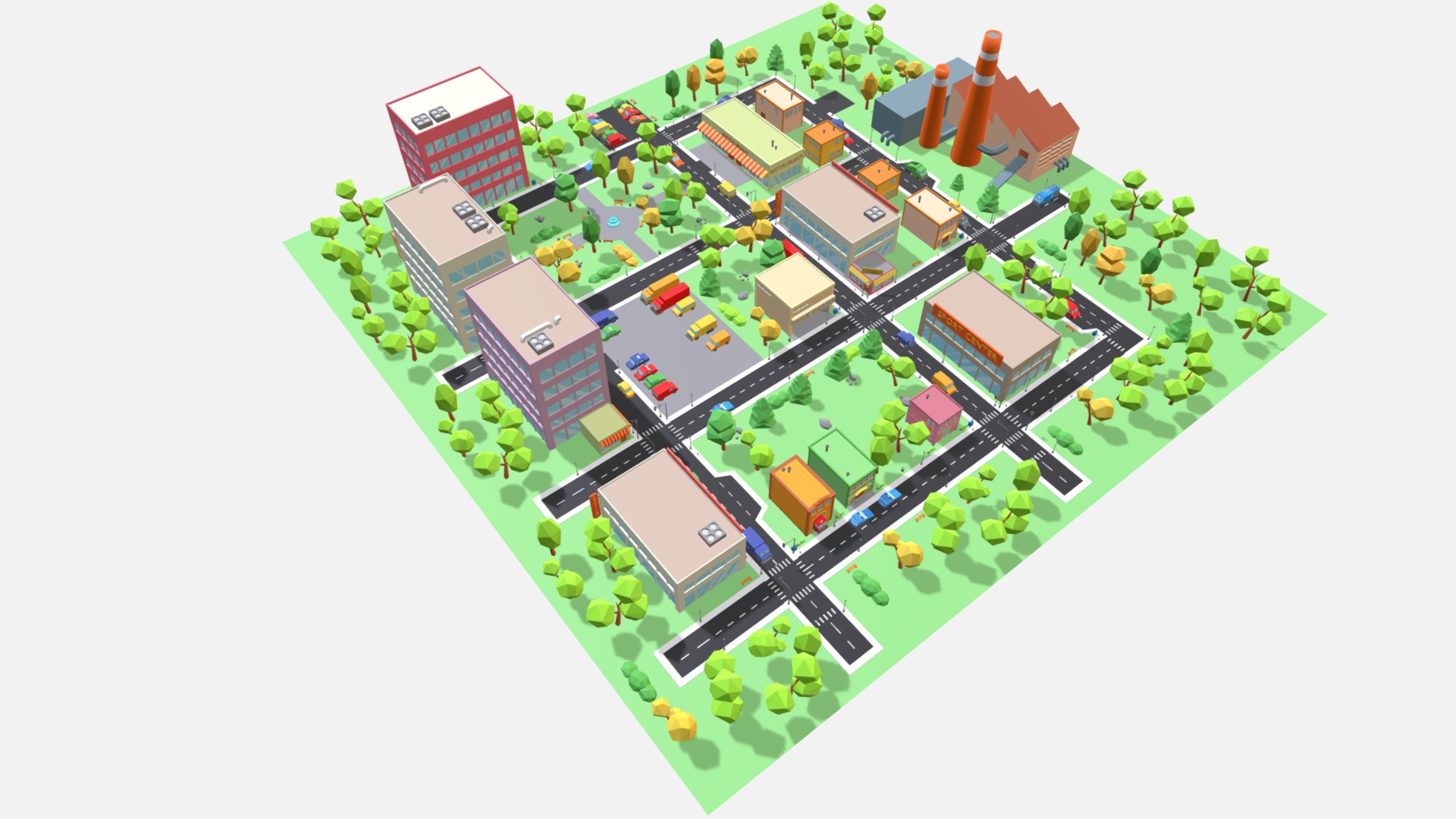 3D model Town pack (Low Poly) - This is a 3D model of the Town pack (Low Poly). The 3D model is about a toy house made of building blocks.