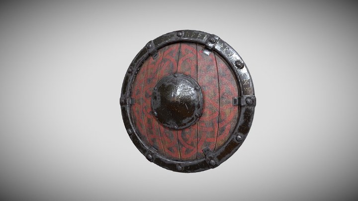 Medieval Warshield With Runes And Tribals