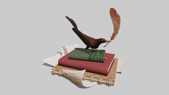 There's a bird on my books! 3D Model