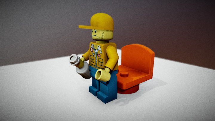 Lego Minifigure With Bottle (Animation) 3D Model