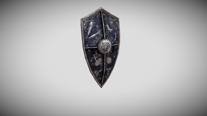 Dark Souls Style Shield and Dagger Game ready 3D Model