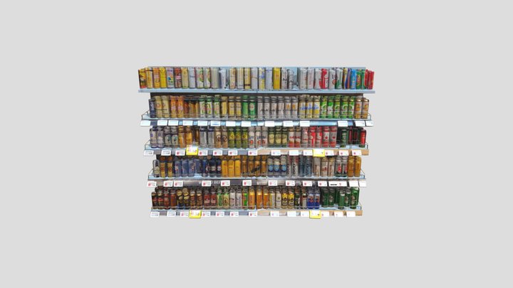 Supermarket Drinks Shelf 3D Model