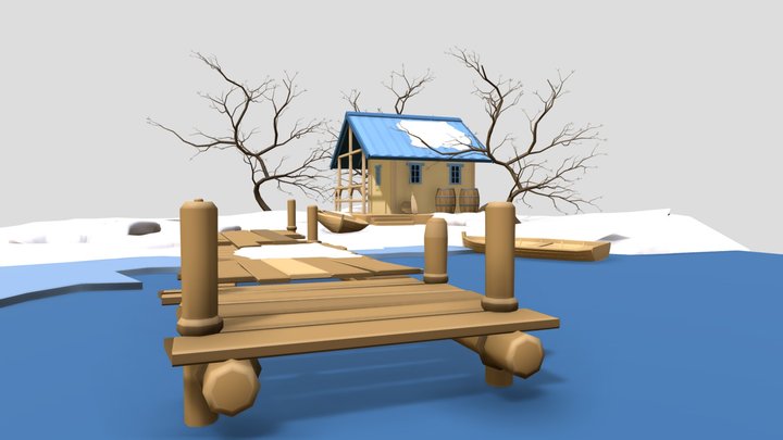 Winter Fishing House 2 3D Model
